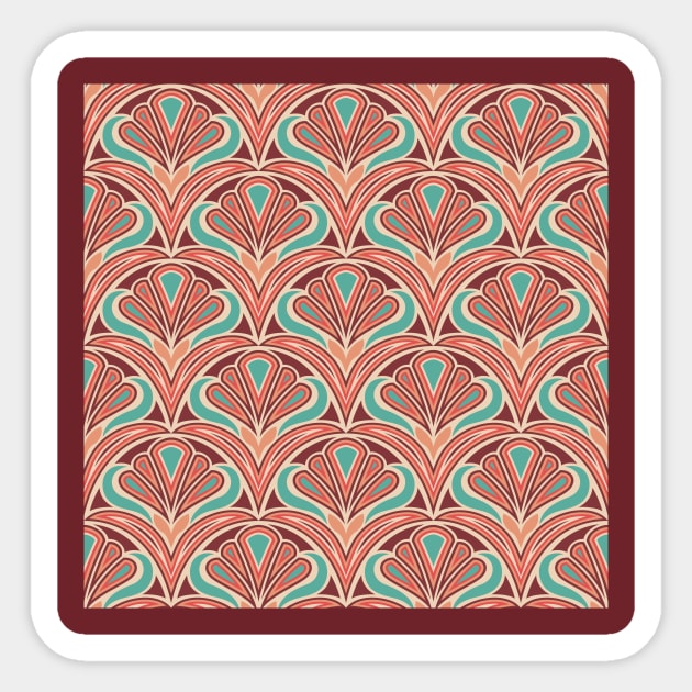 Coral and Teal Vintage Scales Sticker by Carolina Díaz